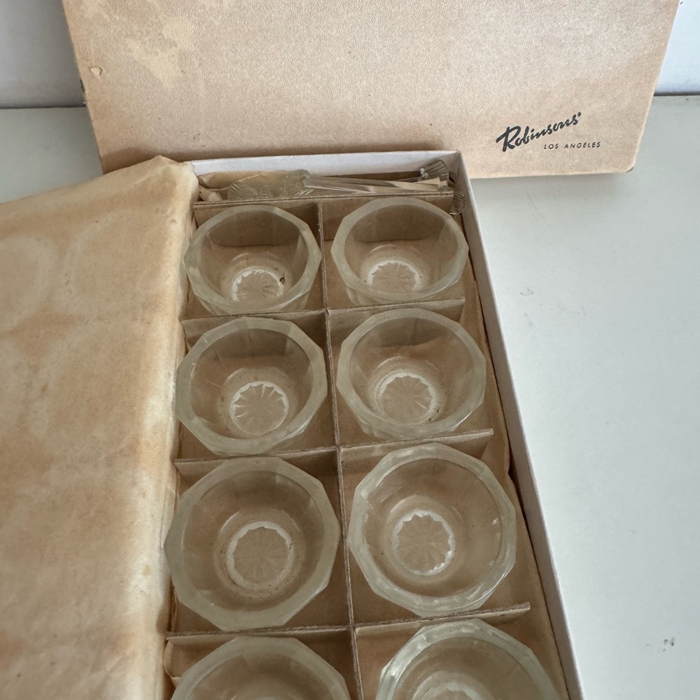 Robinsons Los Angeles Clear Glass Salt with spoons set